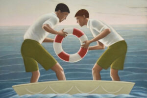 Stereoscope, 2026, acrylic on canvas, 18 x 18 inches